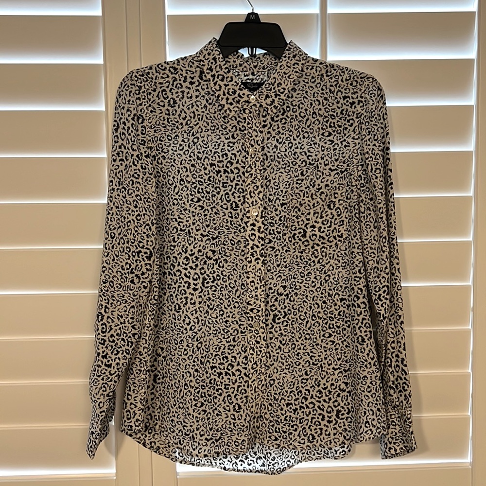 Rails 100% Silk Kate Ivory Cheetah Button Down Medium